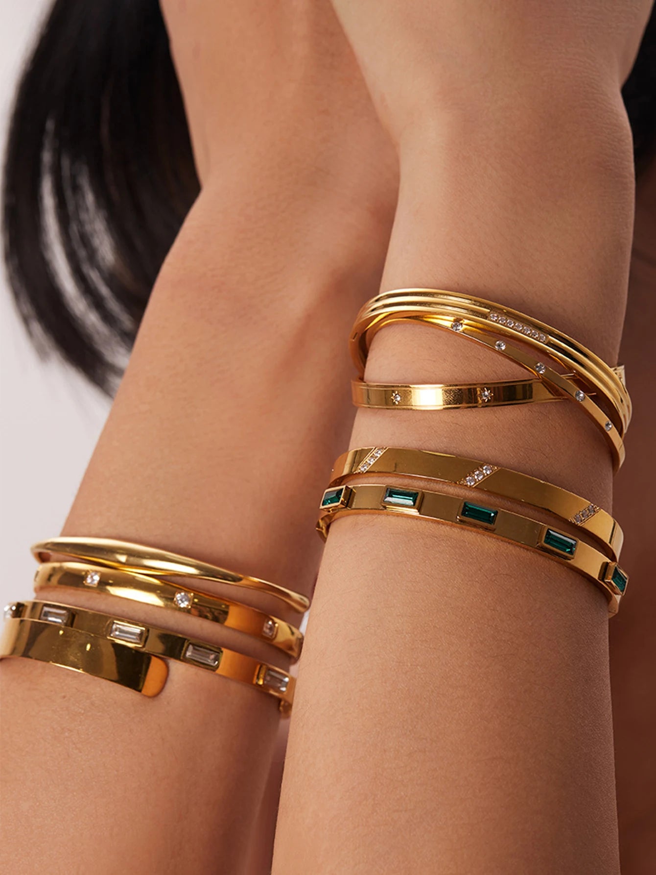 Gold Bracelet, Fashionable Classic Style, Stainless Steel Bracelet,Inlaid With Zircon,For Womens Daily Wear