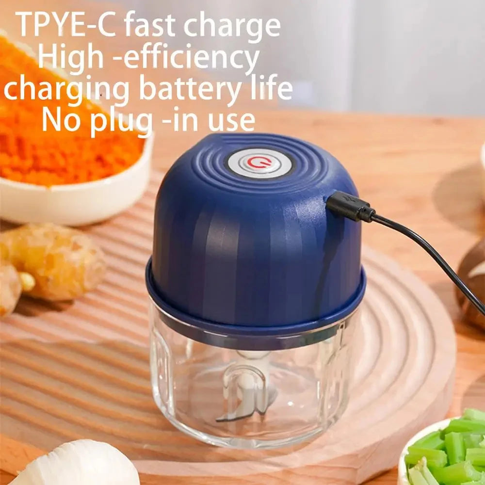USB Electric Garlic Masher Mini Kitchen Food Grinder Portable Meat Grinder Kitchen Small Tool Vegetable Chopper Blender