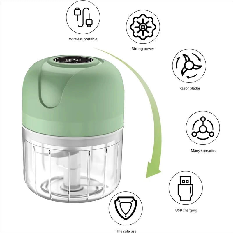 USB electric garlic beater 250ml rechargeable garlic grinder portable vegetable chopper multifunctional meat grinder blender