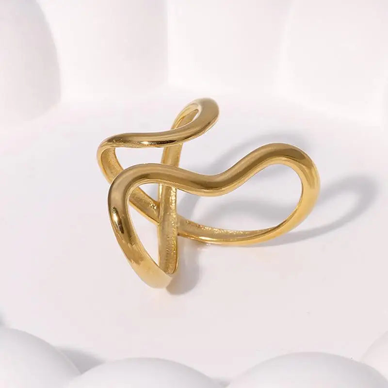 Stainless Steel Waterproof Open Ring Personality Charms PVD Real Gold 18K Plated Trendy Jewelry for Women