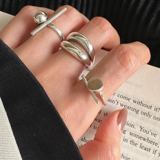 Sterling Silver Rings New Fashion Party Jewelry Vintage Charm Double Layer Geometric Nail Design Accessories Gifts