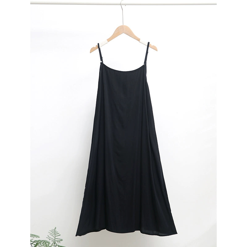 ruopa ferminino Thin Solid Color Loose Tank Top Summer Strap Dress