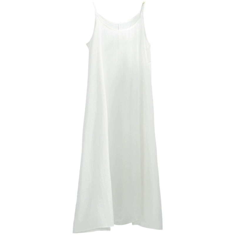 ruopa ferminino Thin Solid Color Loose Tank Top Summer Strap Dress