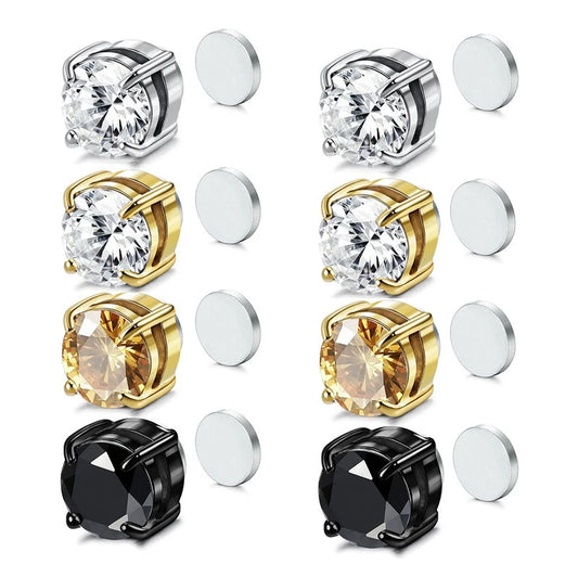 Crystal Magnetic Clip Ear Stud Non Piercing Earrings Fake Earring Gift for Men Women Jewelry