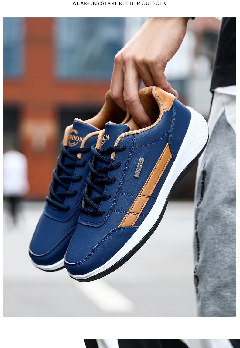 Leather Men Shoes Sneakers Trend Casual Shoe Italian Breathable Leisure Male Sneakers Non-slip Footwear Mens Walking Shoes