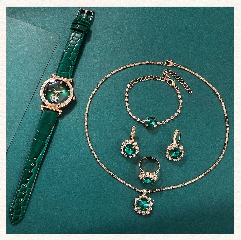 Green Quartz Watch Women Ring