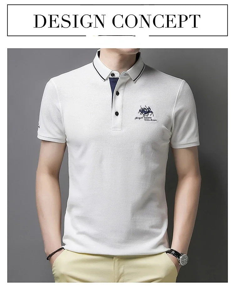 New Summer Korean Embroidered Polo Shirt Men's Luxury Top Casual Lapel Short Sleeve T-shirt Fashion Anti-wrinkle Men T Shirt