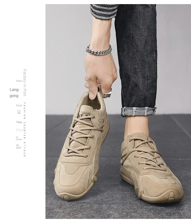 Ankle Boots For Men 2024 Spring Man Casual Sneakers Non Slip Khaki Work Mens Shoe Short Boots Loafers Lace Up Zapatillas Hombre