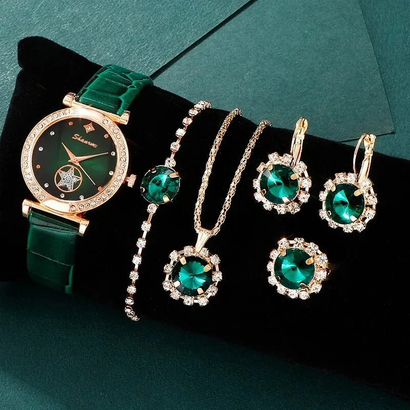 Green Quartz Watch Women Ring