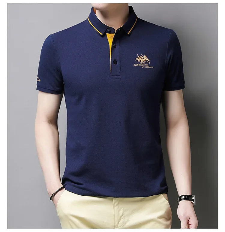 New Summer Korean Embroidered Polo Shirt Men's Luxury Top Casual Lapel Short Sleeve T-shirt Fashion Anti-wrinkle Men T Shirt