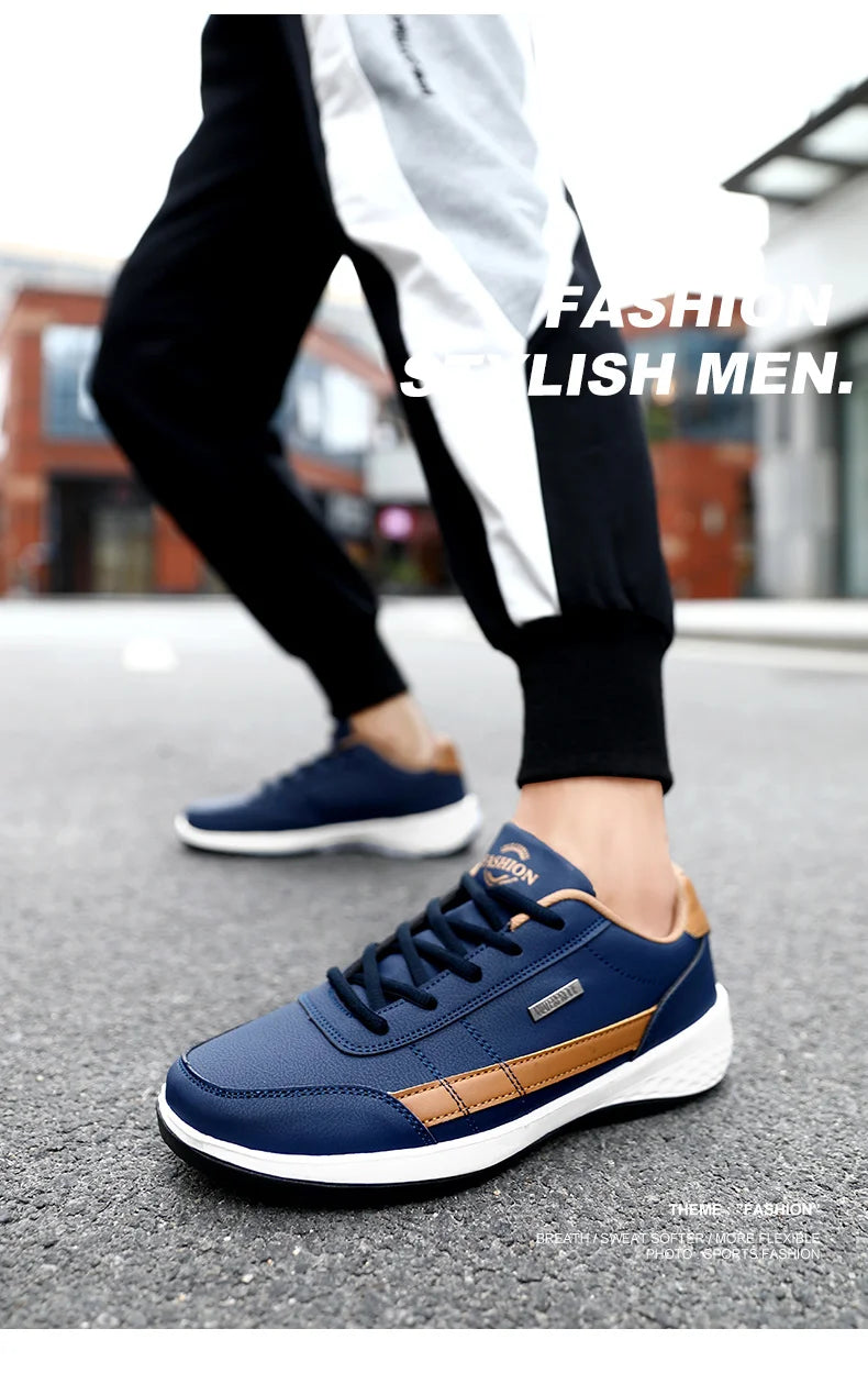 Leather Men Shoes Sneakers Trend Casual Shoe Italian Breathable Leisure Male Sneakers Non-slip Footwear Mens Walking Shoes