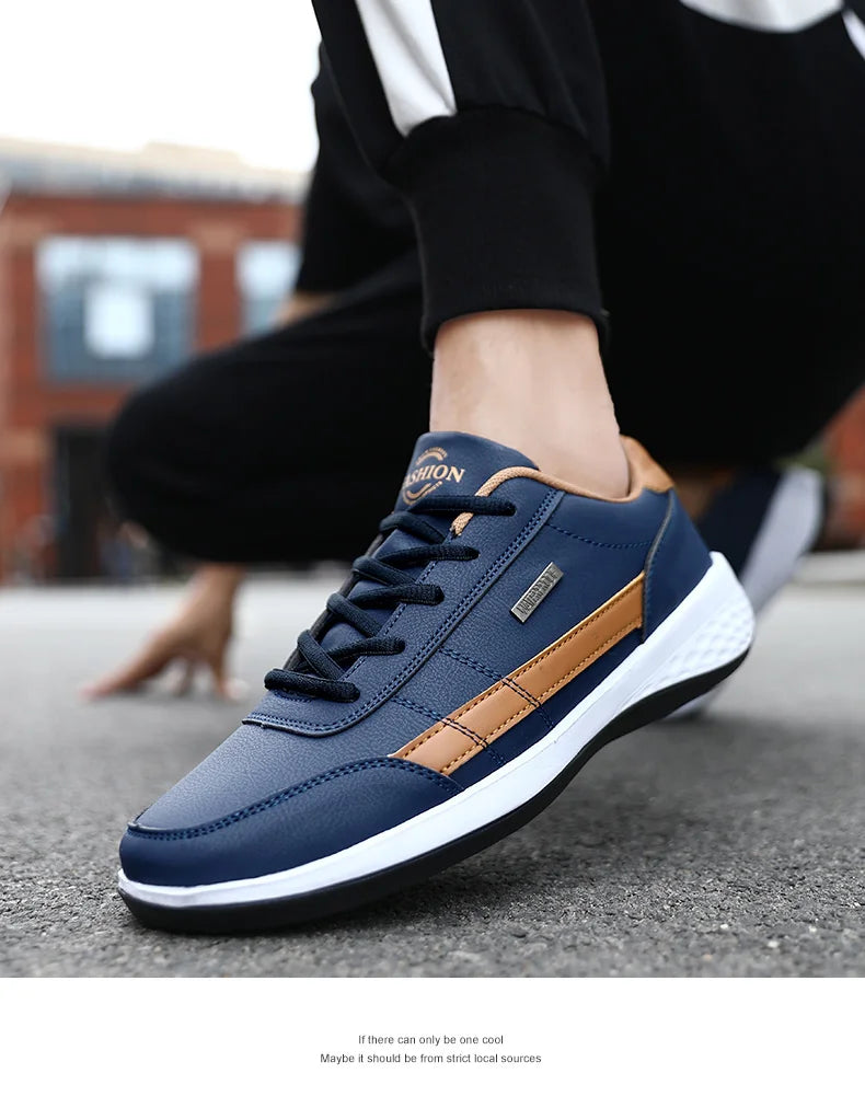 Leather Men Shoes Sneakers Trend Casual Shoe Italian Breathable Leisure Male Sneakers Non-slip Footwear Mens Walking Shoes