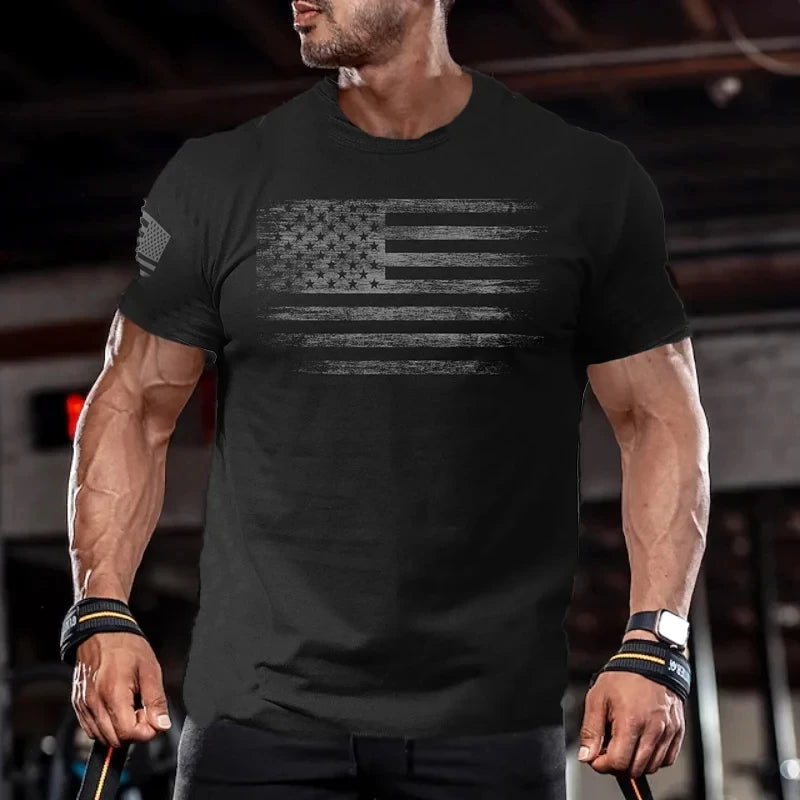 Gym Men's T-shirt 3d Print USA Flag T Shirt Oversized Casual Short-sleeved Summer Sportswear Men Clothing Tees Tops