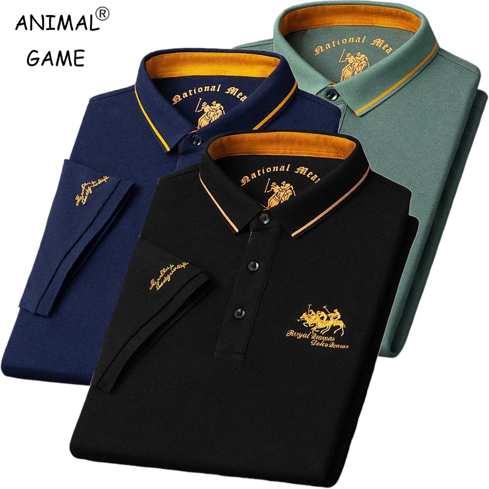 New Summer Korean Embroidered Polo Shirt Men's Luxury Top Casual Lapel Short Sleeve T-shirt Fashion Anti-wrinkle Men T Shirt