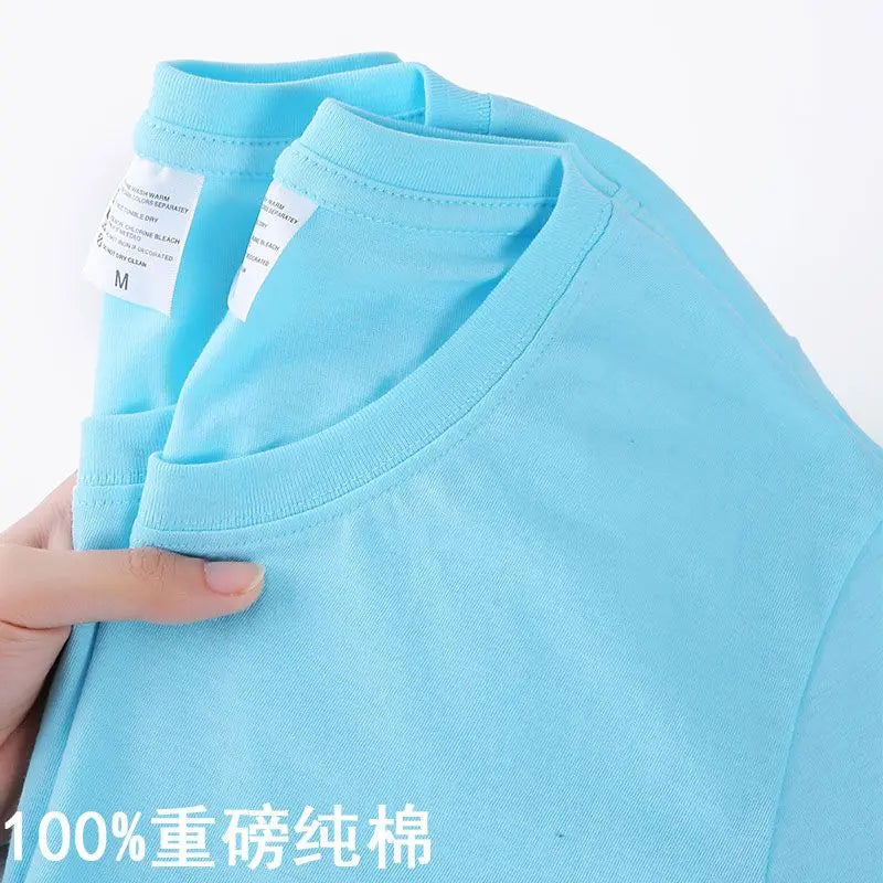 100% Cotton T-shirt Men Women Solid Color O Neck Short-sleeved Tops Summer Korean Loose Half-sleeve T Shirt Unisex M-4XL