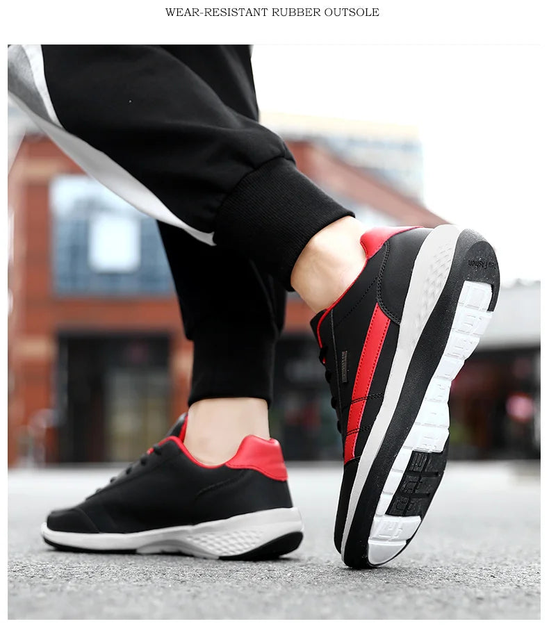 Leather Men Shoes Sneakers Trend Casual Shoe Italian Breathable Leisure Male Sneakers Non-slip Footwear Mens Walking Shoes