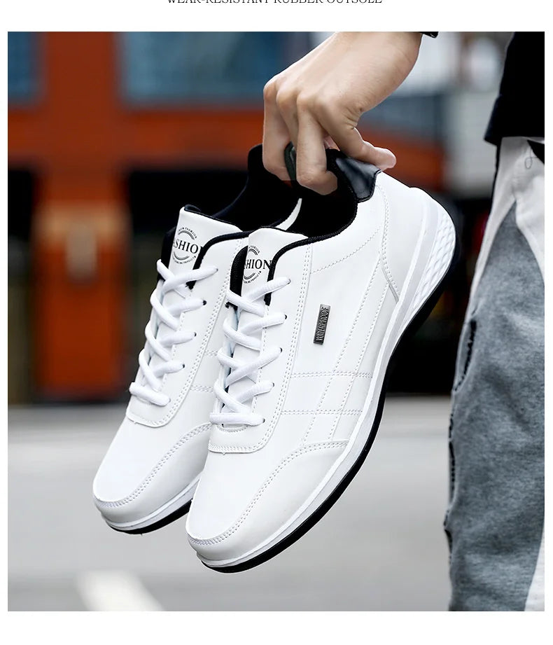 Leather Men Shoes Sneakers Trend Casual Shoe Italian Breathable Leisure Male Sneakers Non-slip Footwear Mens Walking Shoes