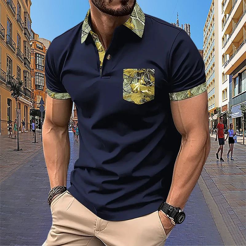 Summer Men's Short sleeved Polo Shirt Business Office Fashion Collar Shirt Men's Sports and Leisure T-shirt