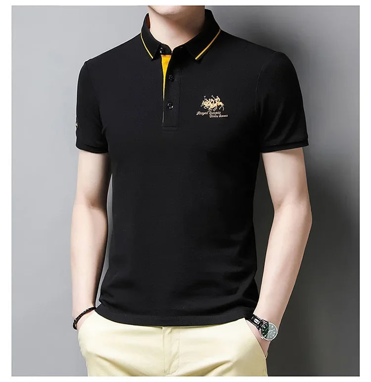 New Summer Korean Embroidered Polo Shirt Men's Luxury Top Casual Lapel Short Sleeve T-shirt Fashion Anti-wrinkle Men T Shirt