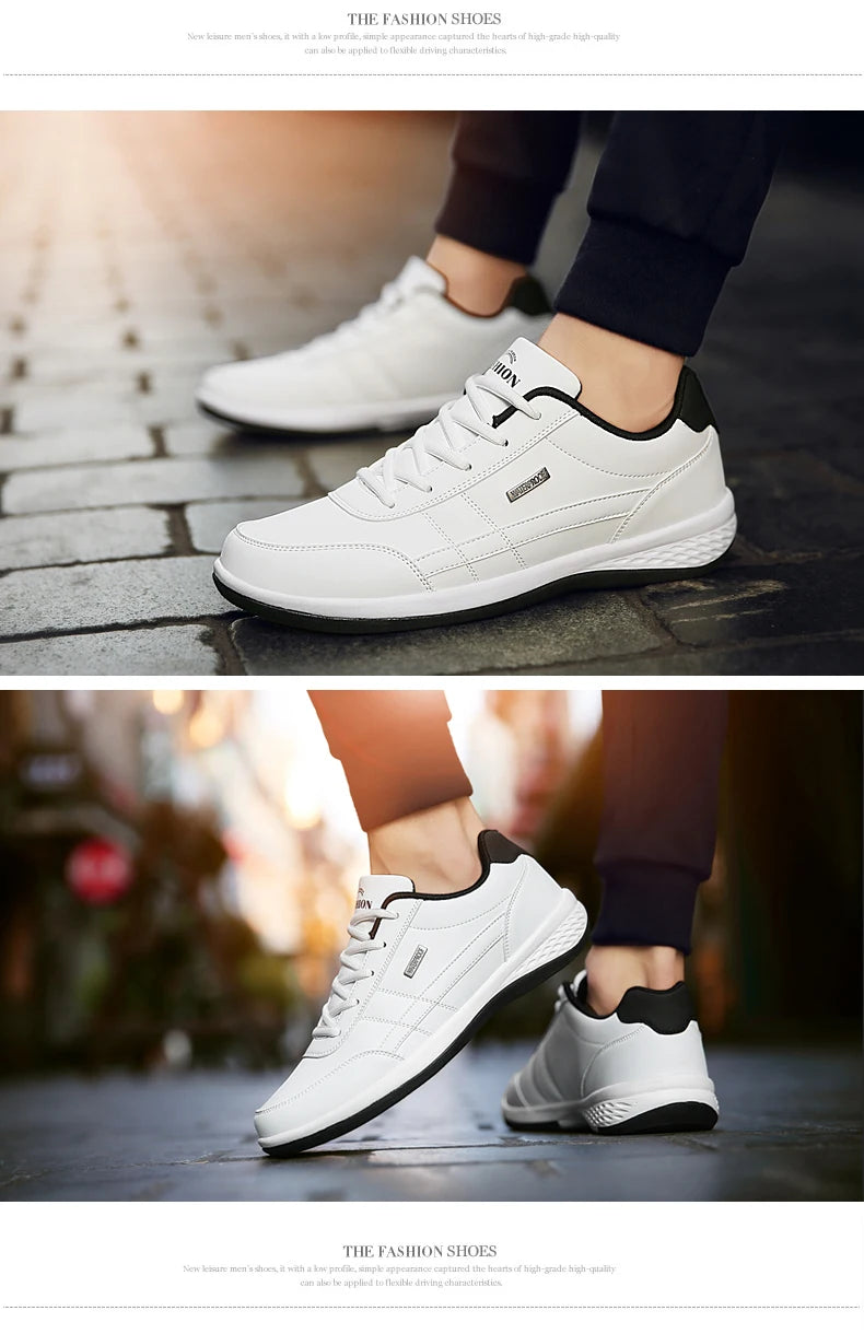 Leather Men Shoes Sneakers Trend Casual Shoes Breathable Leisure Male Sneakers Men Non-slip Footwear Men Skateboarding Shoes