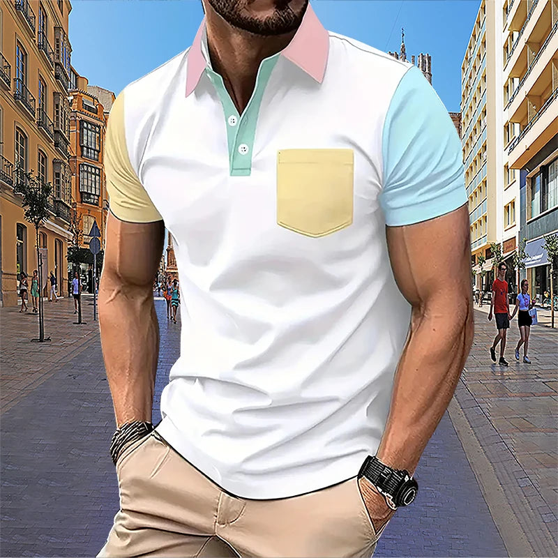 Summer Men's Short sleeved Polo Shirt Business Office Fashion Collar Shirt Men's Sports and Leisure T-shirt