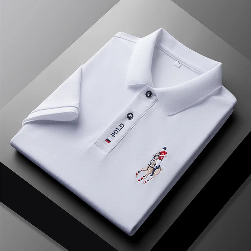 Men's Embroidered Casual Fashion Short Sleeved POLO Shirt Summer Comfortable Top