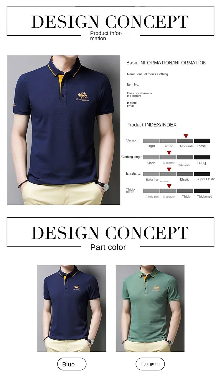 New Summer Korean Embroidered Polo Shirt Men's Luxury Top Casual Lapel Short Sleeve T-shirt Fashion Anti-wrinkle Men T Shirt