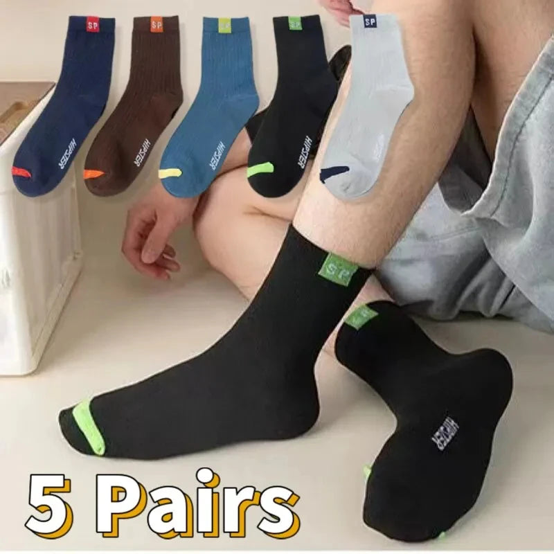 10 Pairs Breathable Cotton Sports Stockings Men Bamboo Fiber Autumn and Winter Men Socks Sweat Absorption Deodorant Business Sox