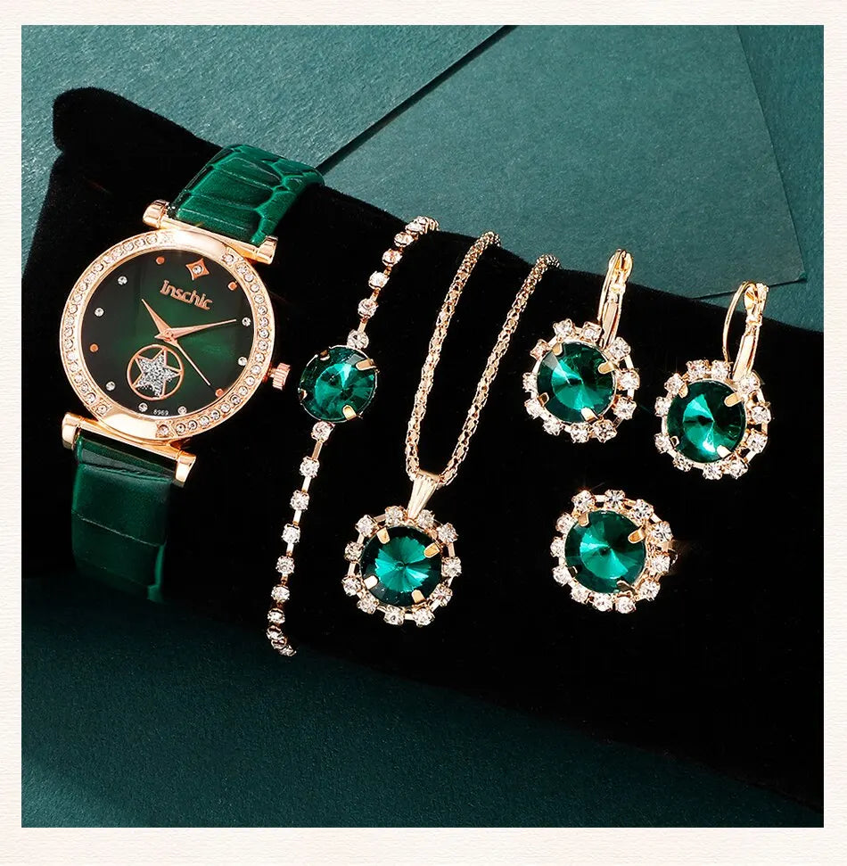 Green Quartz Watch Women Ring