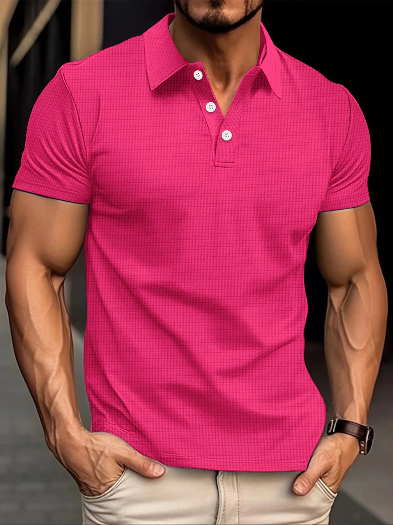 New men's short sleeve T-shirt summer solid color lapel polo shirt men breathable street clothing POPL shirt