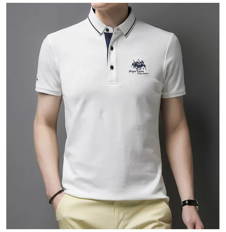 New Summer Korean Embroidered Polo Shirt Men's Luxury Top Casual Lapel Short Sleeve T-shirt Fashion Anti-wrinkle Men T Shirt