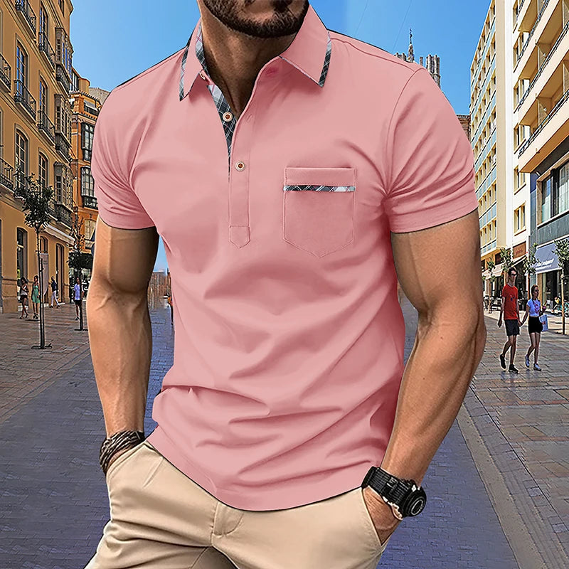 Summer Men's Short sleeved Polo Shirt Business Office Fashion Collar Shirt Men's Sports and Leisure T-shirt