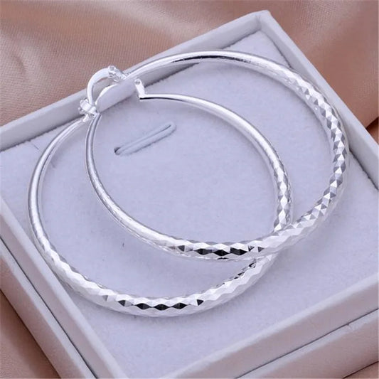 Sterling Silver 5CM circle hoop Earrings for Women fashion Pretty wedding party Jewelry Holiday gifts