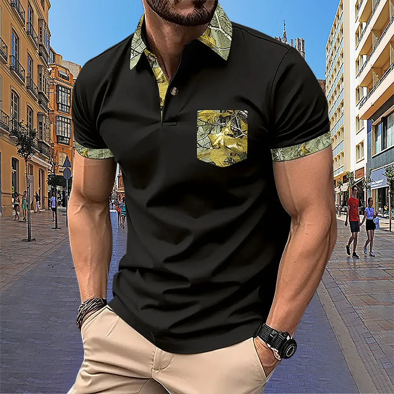 Summer Men's Short sleeved Polo Shirt Business Office Fashion Collar Shirt Men's Sports and Leisure T-shirt