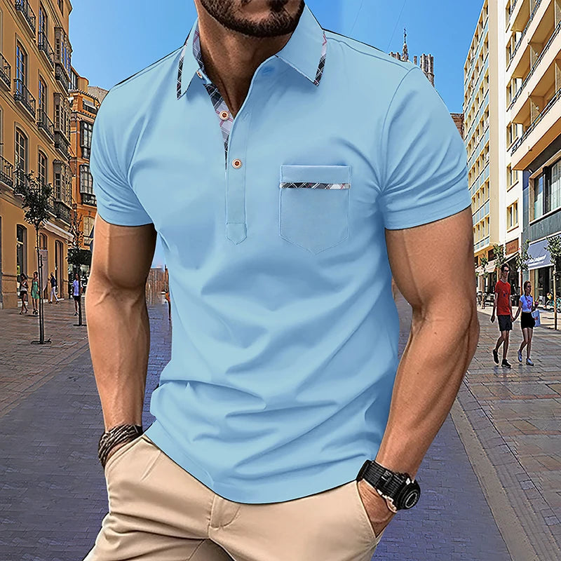 Summer Men's Short sleeved Polo Shirt Business Office Fashion Collar Shirt Men's Sports and Leisure T-shirt