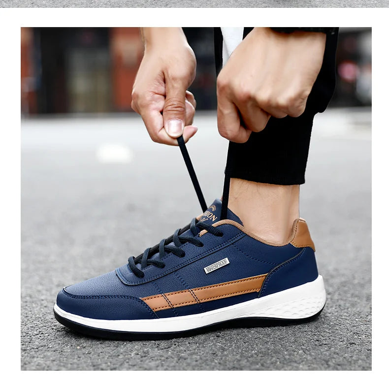 Leather Men Shoes Sneakers Trend Casual Shoe Italian Breathable Leisure Male Sneakers Non-slip Footwear Mens Walking Shoes