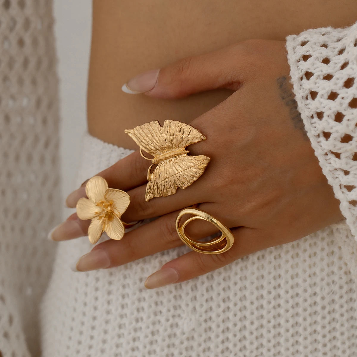 Flowers Ring for Women Fashion Statement 2025 Adjustable Finger Ring Wed Jewelry