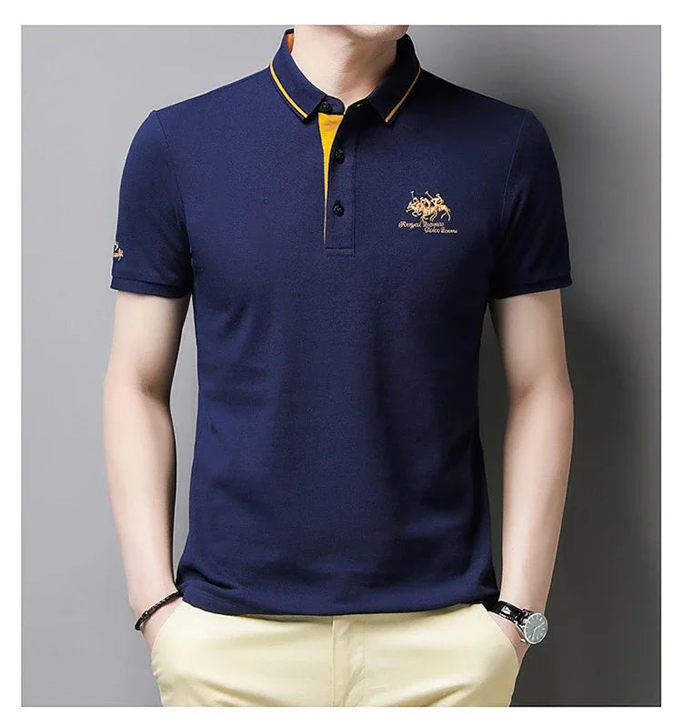 New Summer Korean Embroidered Polo Shirt Men's Luxury Top Casual Lapel Short Sleeve T-shirt Fashion Anti-wrinkle Men T Shirt