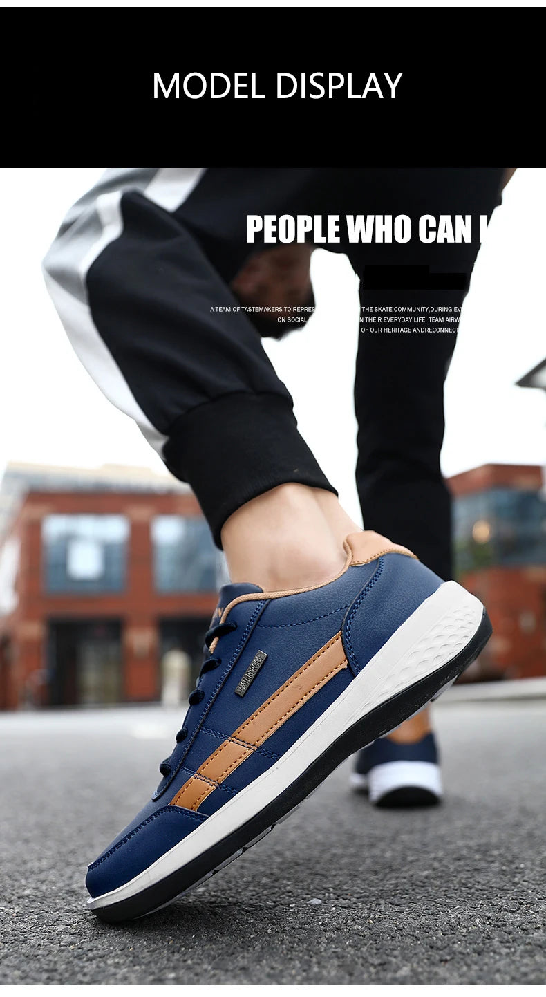 Leather Men Shoes Sneakers Trend Casual Shoe Italian Breathable Leisure Male Sneakers Non-slip Footwear Mens Walking Shoes