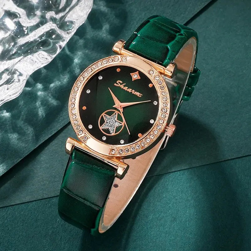 Green Quartz Watch Women Ring