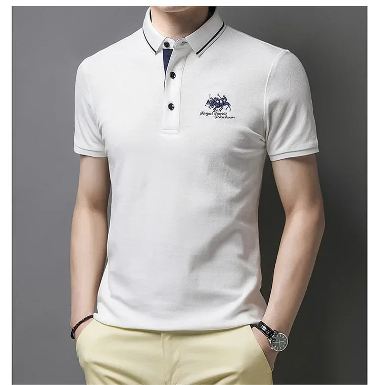 New Summer Korean Embroidered Polo Shirt Men's Luxury Top Casual Lapel Short Sleeve T-shirt Fashion Anti-wrinkle Men T Shirt