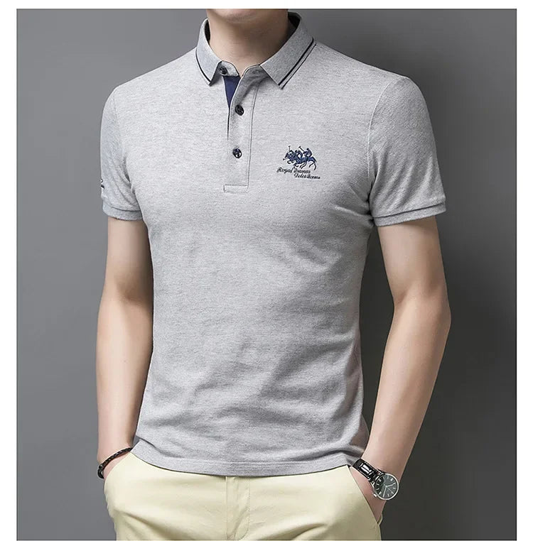 New Summer Korean Embroidered Polo Shirt Men's Luxury Top Casual Lapel Short Sleeve T-shirt Fashion Anti-wrinkle Men T Shirt