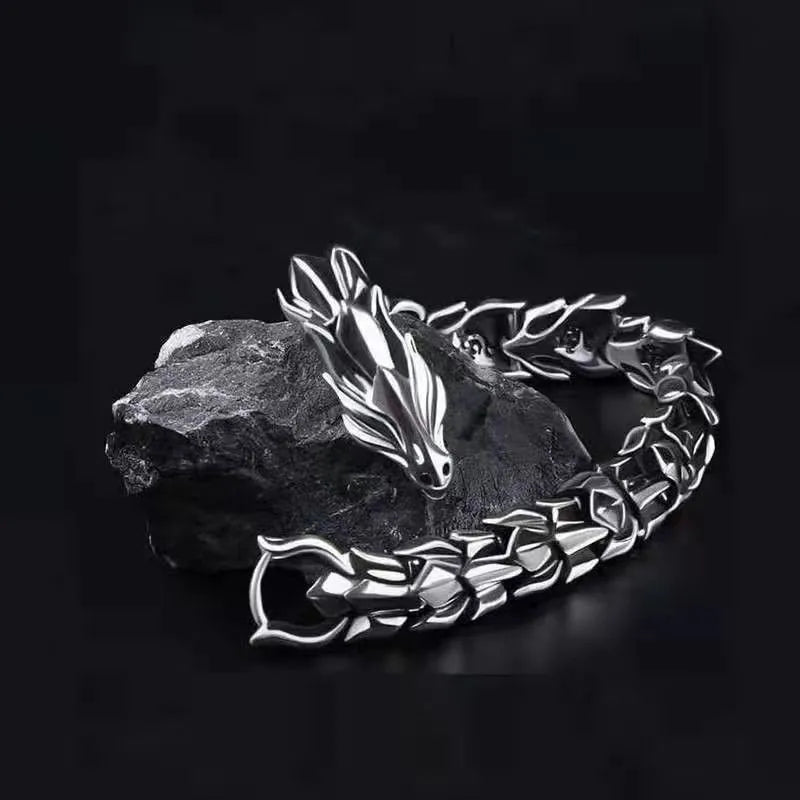 Men's Viking Domineering Dragon Vintage Punk Hiphop Bangle Bracelet Birthday Gift