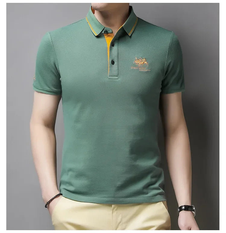 New Summer Korean Embroidered Polo Shirt Men's Luxury Top Casual Lapel Short Sleeve T-shirt Fashion Anti-wrinkle Men T Shirt