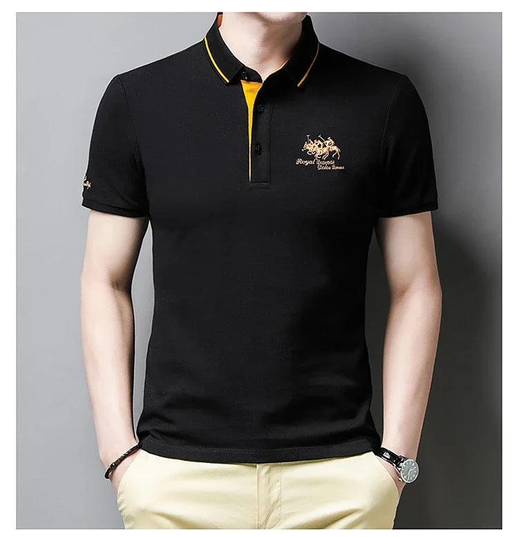 New Summer Korean Embroidered Polo Shirt Men's Luxury Top Casual Lapel Short Sleeve T-shirt Fashion Anti-wrinkle Men T Shirt