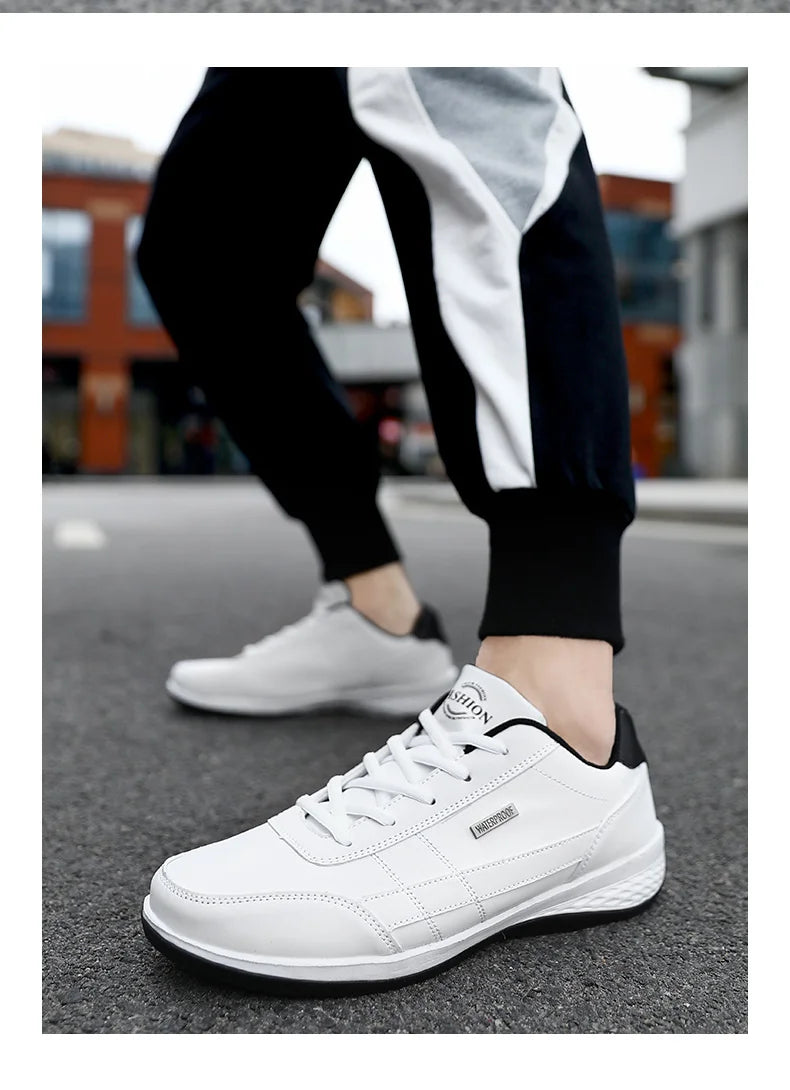 Leather Men Shoes Sneakers Trend Casual Shoe Italian Breathable Leisure Male Sneakers Non-slip Footwear Mens Walking Shoes