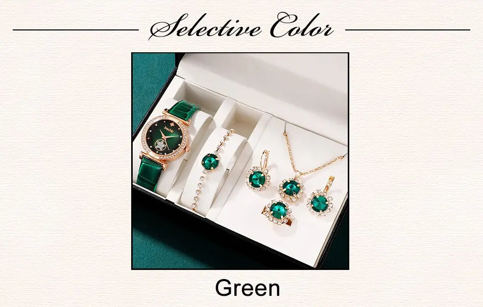 Green Quartz Watch Women Ring