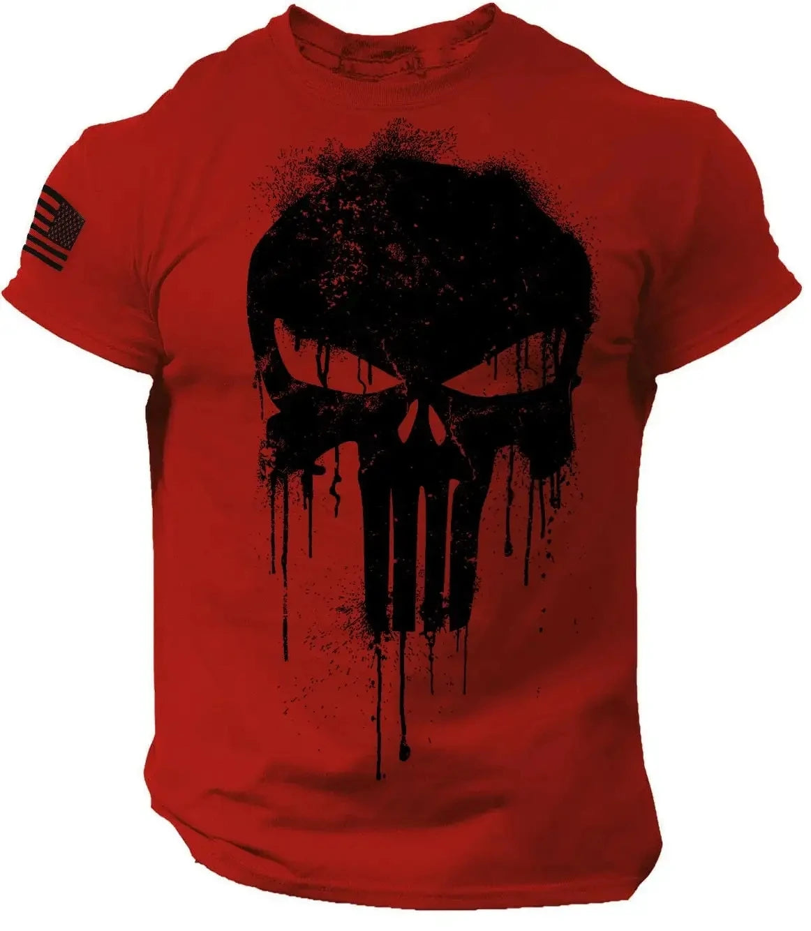 Men's T shirt for men 3D Print Military Patriotic Skull Dropped T Shirt Oversized Short-Sleeved Sportswear Men Clothing Top Tees