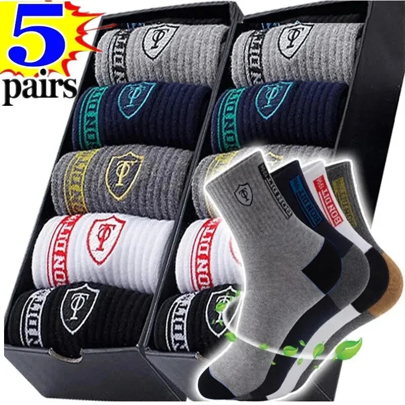 10 Pairs Breathable Cotton Sports Stockings Men Bamboo Fiber Autumn and Winter Men Socks Sweat Absorption Deodorant Business Sox