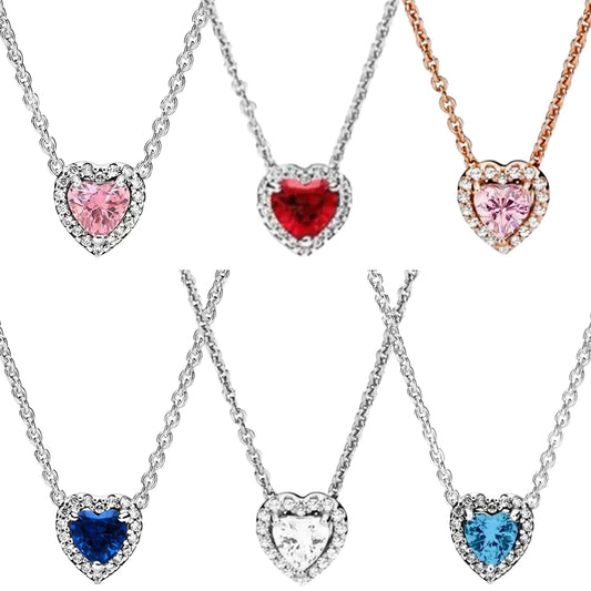Pendants Necklace Original 925 Sterling Silver Elevated Heart Necklace Lover's Holiday Fine Jewelry Gift